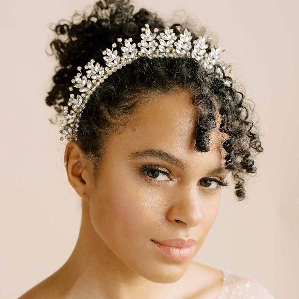 NWT Twigs & Honey Crystal Tiara (Gold) with original box